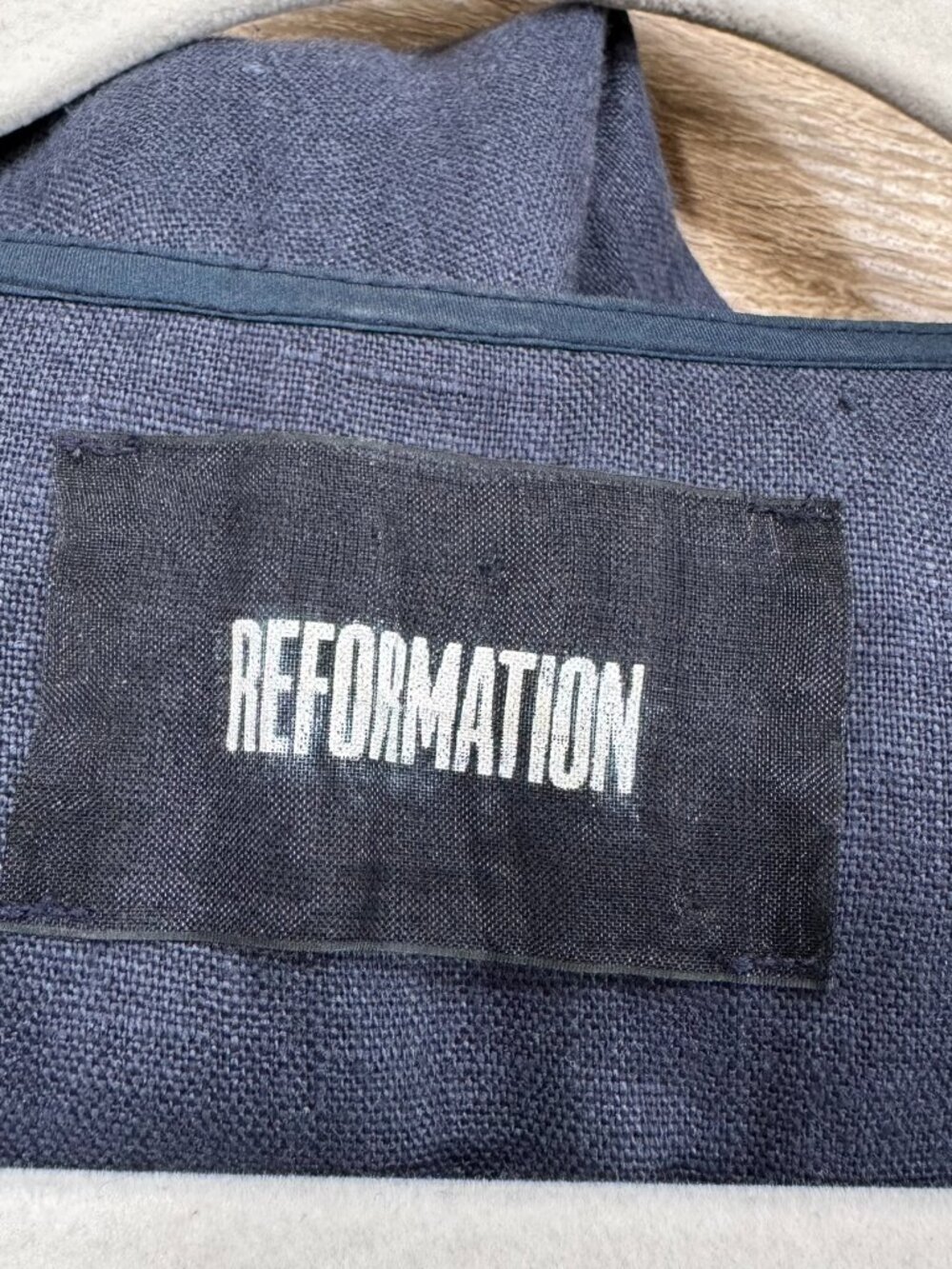 Reformation Parisa Linen Wrap Midi Dress Navy Blue Smalll - Picture 6 of 10
